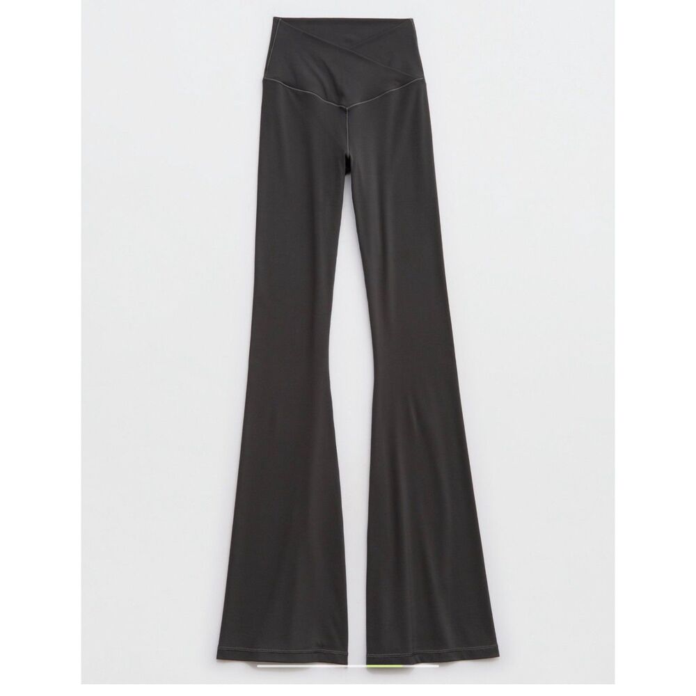 Aerie OFFLINE Real Me Crossover Flare Leggings Smoked Grey High Rise Petite S